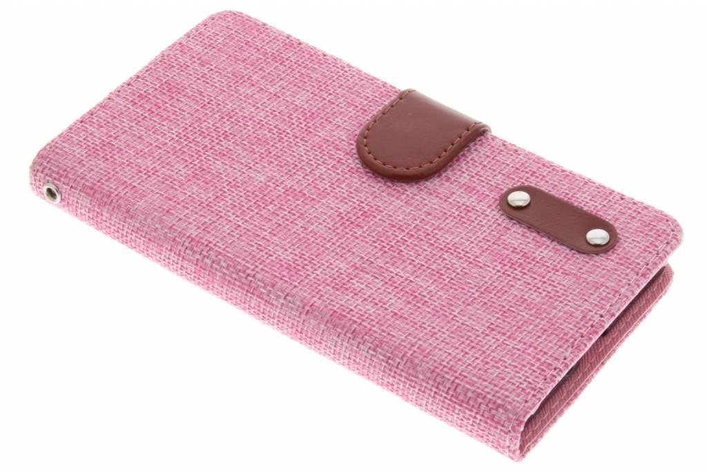 Image of Roze linnen look TPU booktype hoes voor de Sony Xperia XZ