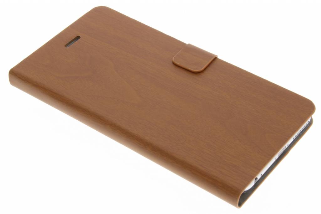 Image of Bruine hout design booktype hoes voor de iPhone 6(s) Plus