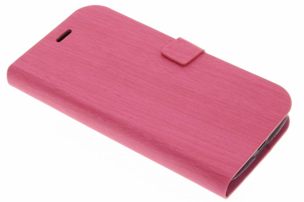 Image of Fuchsia hout design booktype hoes voor de Motorola Moto G