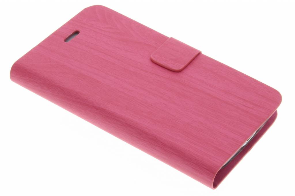 Image of Fuchsia hout design booktype hoes voor de Samsung Galaxy S5 Mini