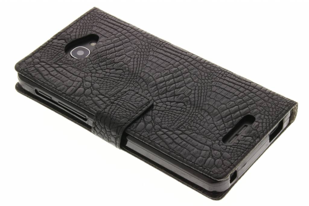 Image of Zwarte krokodil TPU booktype hoes voor de Alcatel Pop 4S