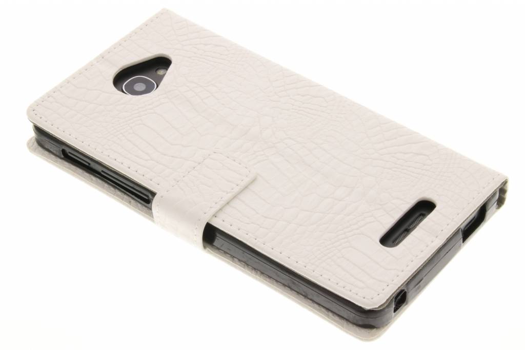 Image of Witte krokodil TPU booktype hoes voor de Alcatel Pop 4S