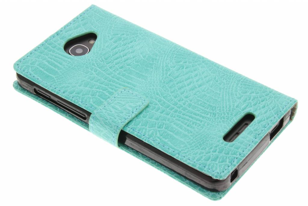 Image of Turquoise krokodil TPU booktype hoes voor de Alcatel Pop 4S