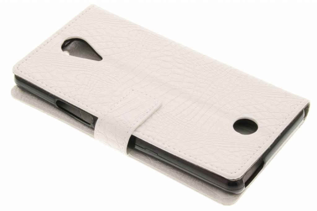 Image of Witte krokodil TPU booktype hoes voor de Wiko Tommy