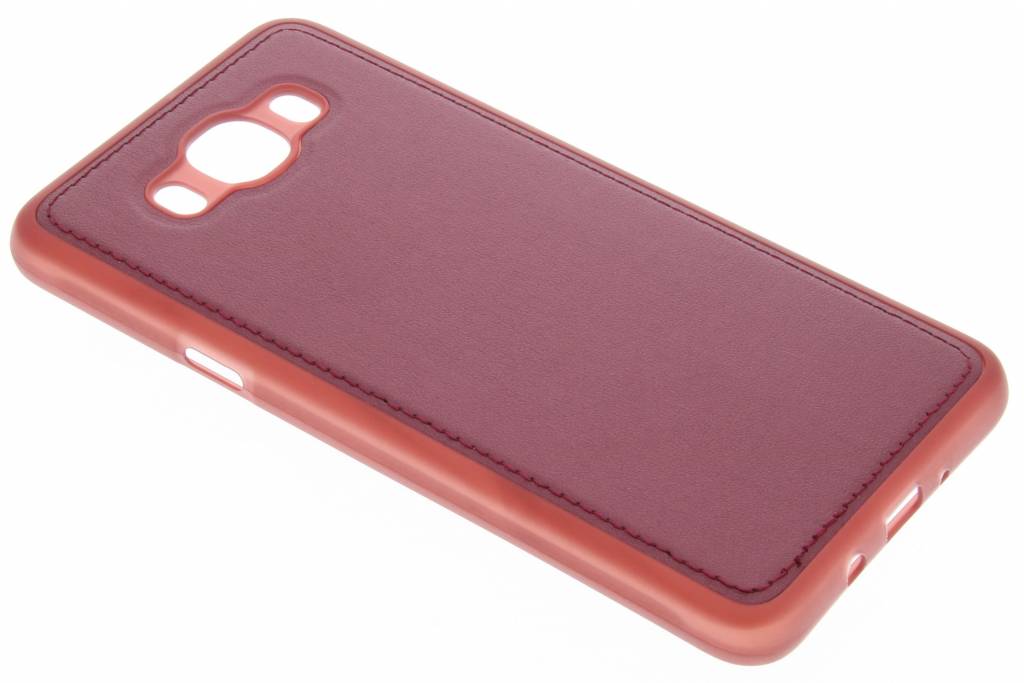 Image of Rode metallic lederen TPU case voor de Samsung Galaxy J7 (2016)