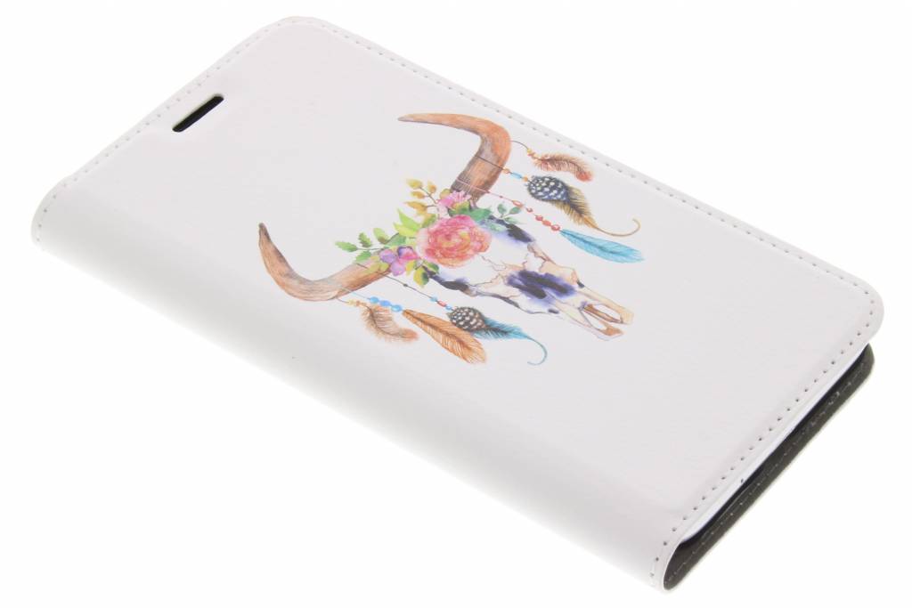 Image of Bull Skull Feathers Design Booklet voor de Samsung Galaxy J3 / J3 (2016)