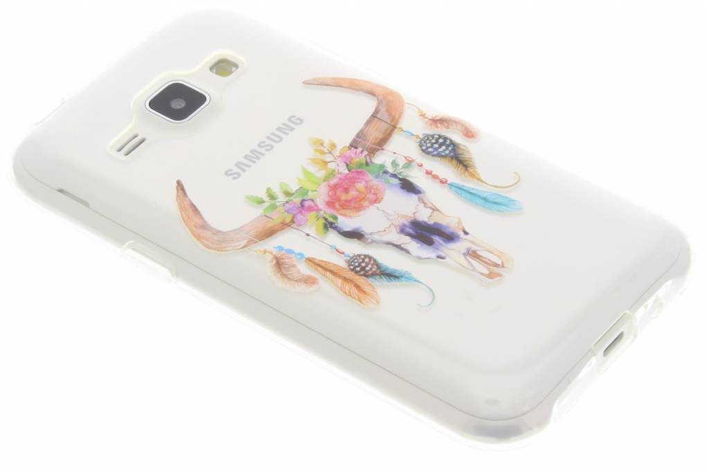 Image of Bull Skull Feathers design TPU hoesje voor de Samsung Galaxy J1