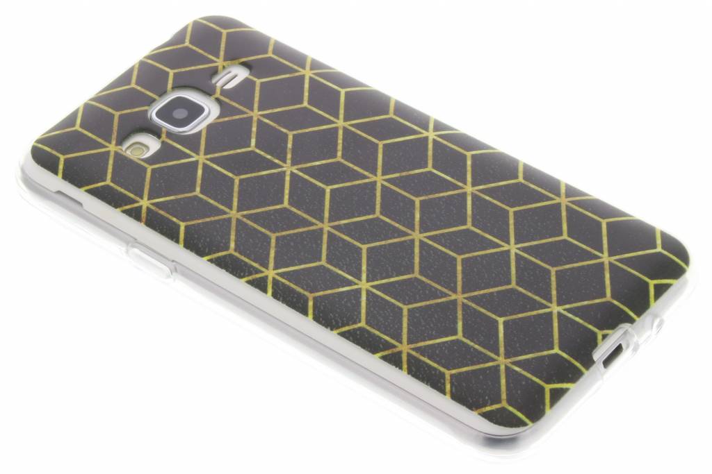 Image of Cubes Gold design TPU hoesje voor de Samsung Galaxy J3 / J3 (2016)