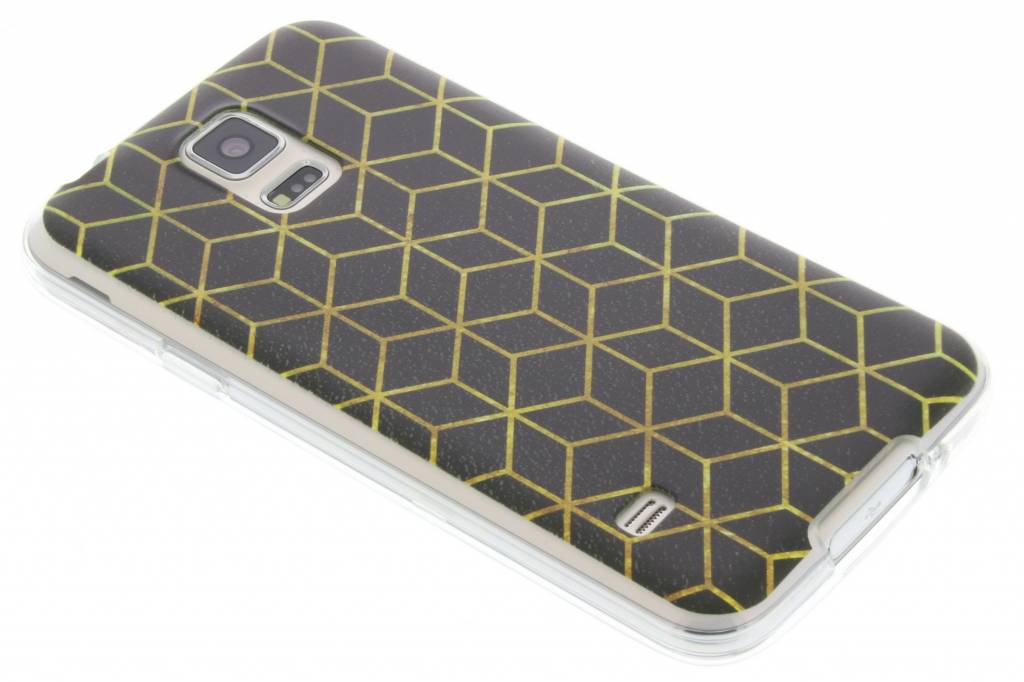 Image of Cubes Gold design TPU hoesje voor de Samsung Galaxy S5 (Plus) / Neo