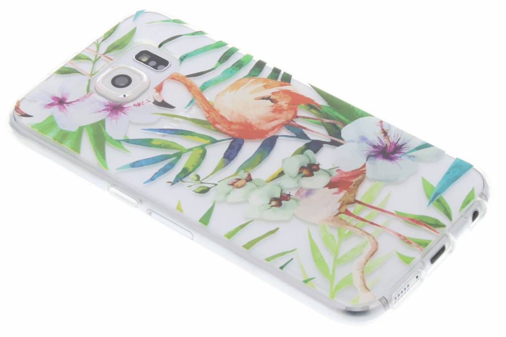 Image of Flamingo Flowers Watercolor TPU hoesje voor de Samsung Galaxy S6