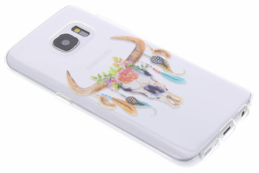 Image of Bull Skull Feathers design TPU hoesje voor de Samsung Galaxy S7