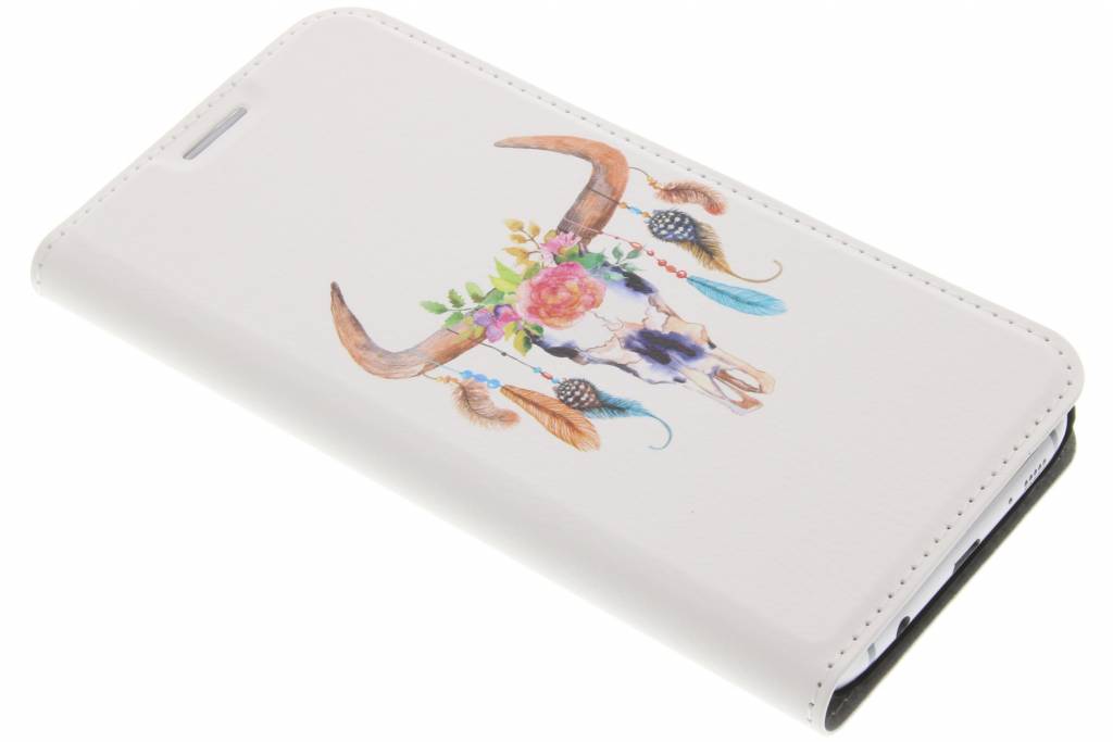 Image of Bull Skull Feathers Design Booklet voor de Samsung Galaxy S7 Edge