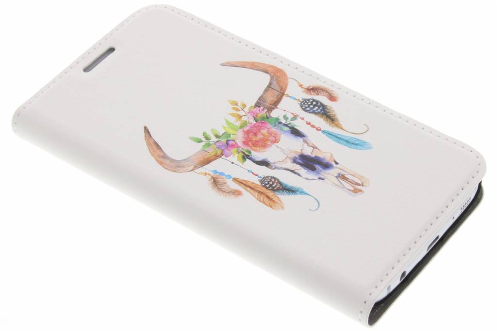 Image of Bull Skull Feathers Design Booklet voor de Samsung Galaxy S7