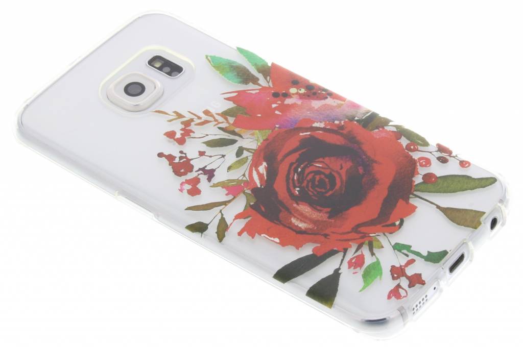 Image of Red Rose Watercolor Love TPU hoesje voor de Samsung Galaxy S6 Edge