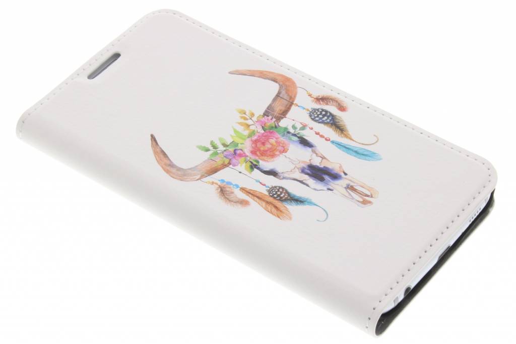 Image of Bull Skull Feathers Design Booklet voor de Samsung Galaxy S6