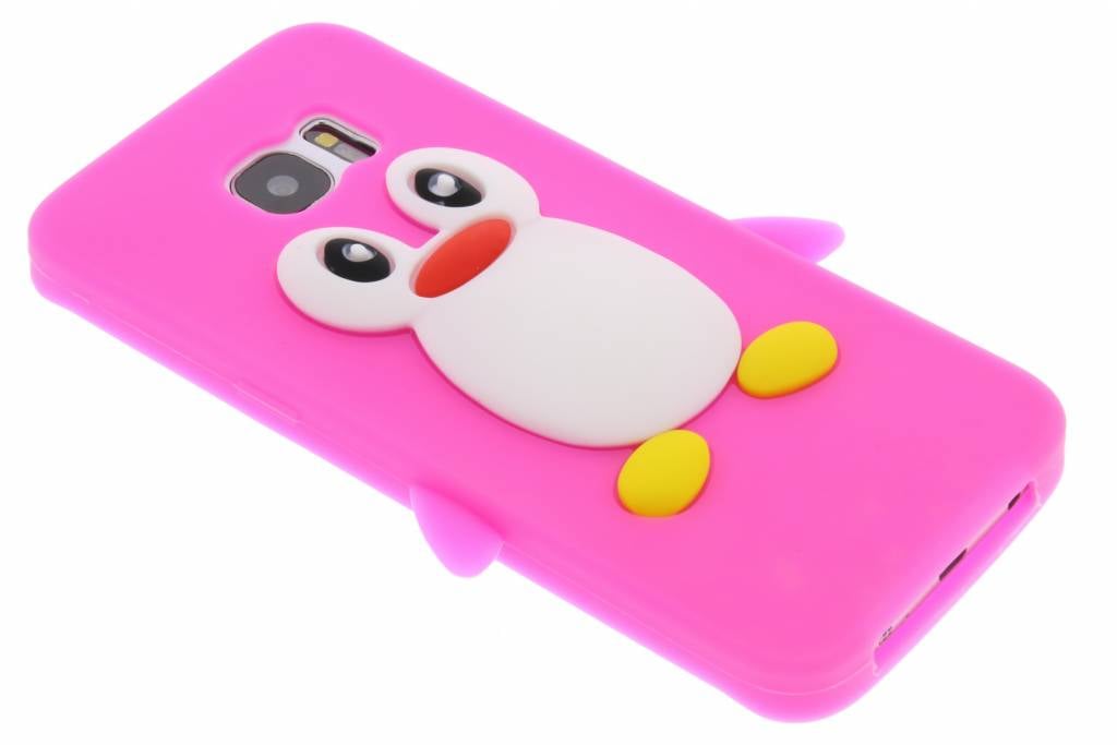 Image of Fuchsia pinguin siliconen hoesje voor de Samsung Galaxy S7 Edge