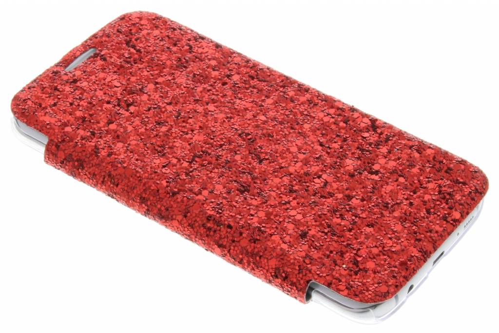 Image of Glitter glam booktype hoes voor de Samsung Galaxy S7 Edge - Rood