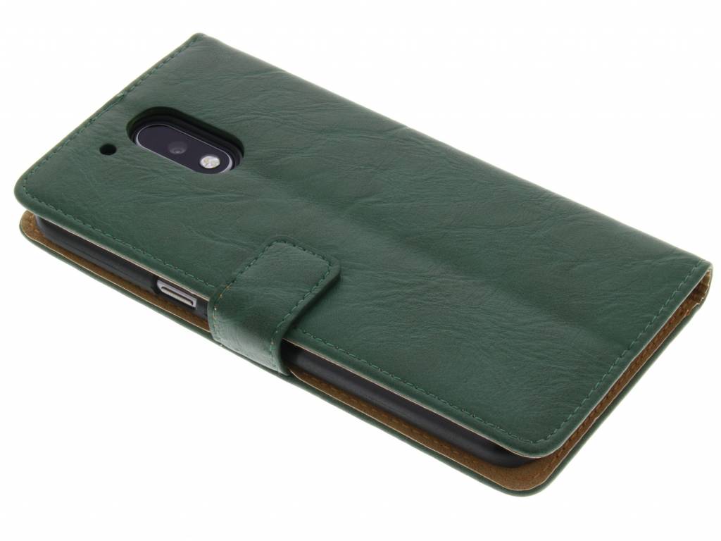 Image of Groene kreukelleder booktype hoes voor de Motorola Moto G4 (Plus)