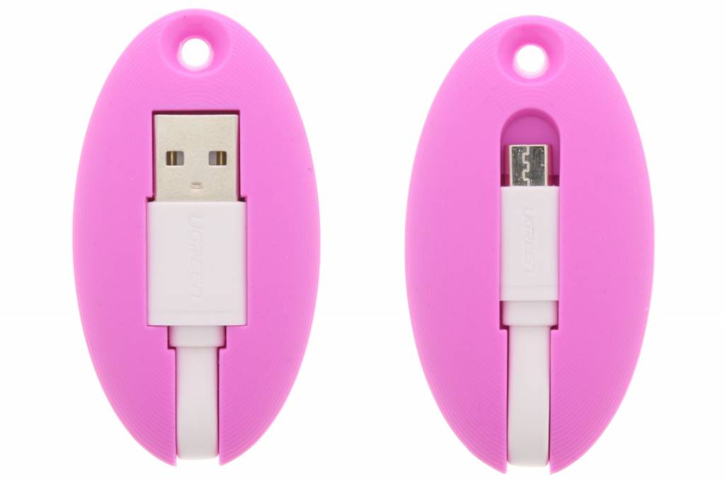 Image of Portable Micro-USB naar USB-kabel sleutelhanger - Roze