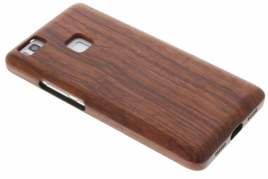 Image of Donkerbruin echt houten hardcase hoesje voor de Huawei P9 Lite