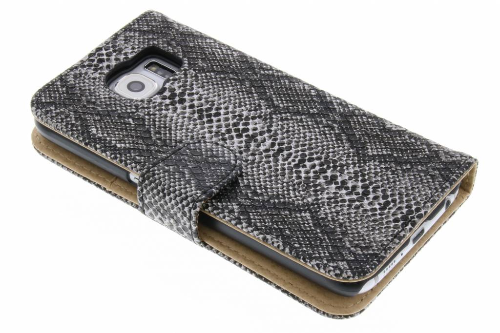 Image of Zwarte luxe slangen booktype hoes voor de Samsung Galaxy S6