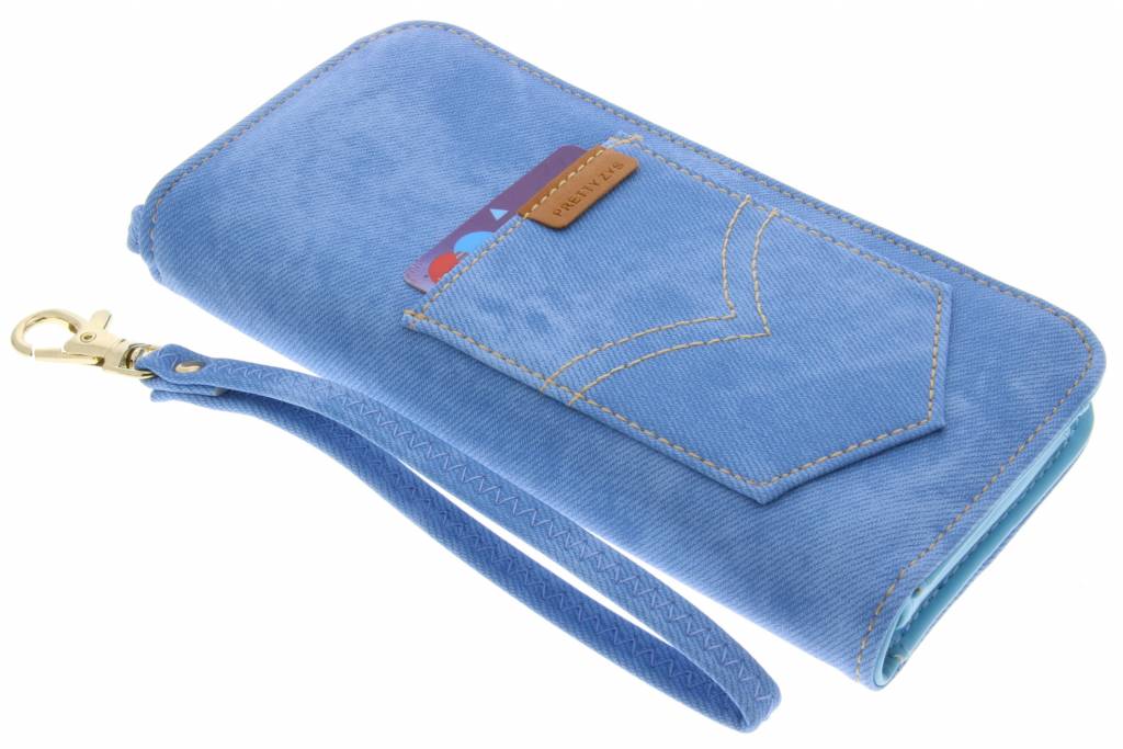 Image of Blauw universeel Denim Jeans portemonnee hoesje maat L