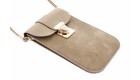 Khaki luxe suède universeel smartphone tasje Khaki luxe suède universeel smartphone tasje