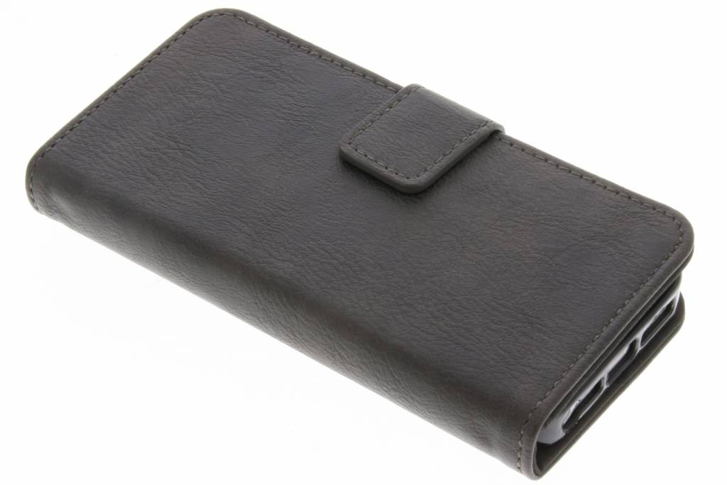 Grijze luxe leder booktype hoes voor de iPhone 5 / 5s / SE Grijze luxe leder booktype hoes voor de iPhone 5 / 5s / SE