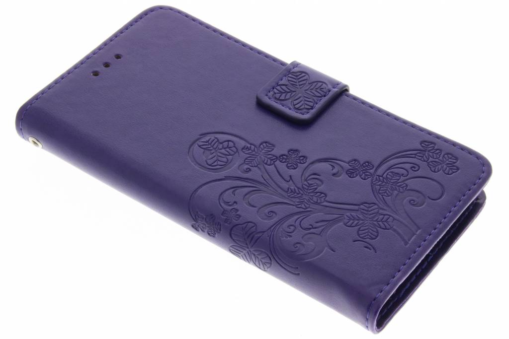 Paarse klavertje bloemen booktype hoes voor de Sony Xperia L1 Paarse klavertje bloemen booktype hoes voor de Sony Xperia L1