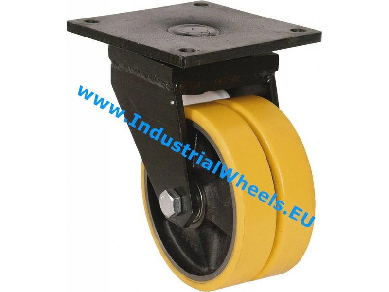 Roda giratória, Ø 200mm, poliuretano fundido, 2000KG - Industrialwheels