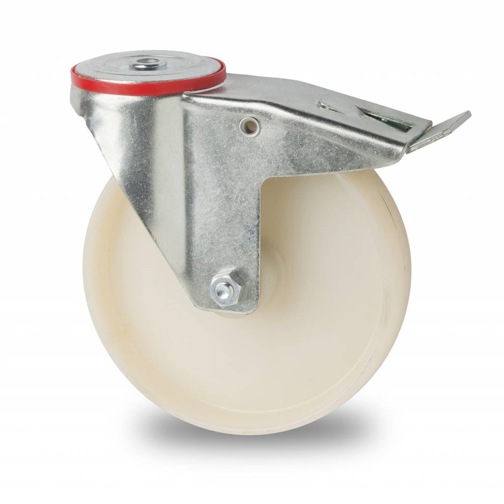 swivel castor with brake, Ø 160mm, fully nylon (PA6) wheel, 300KG