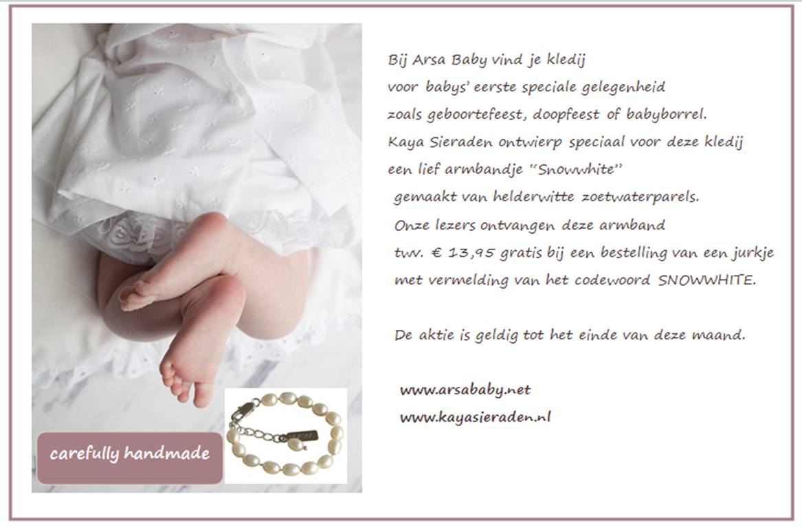 Bij aankoop doopkledij nu dooparmbandje van KAYA gratis