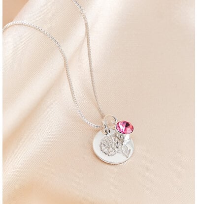 Geboortesteen met Geboortebloem Ketting