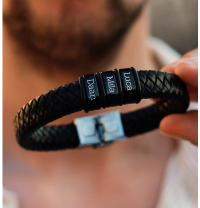 Herenarmband Leer ´Rock My World´ | Kies je Bedels