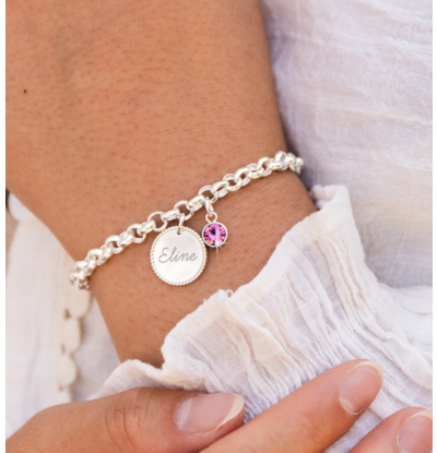 Armband met Naam en Geboortesteen 'Beaded'