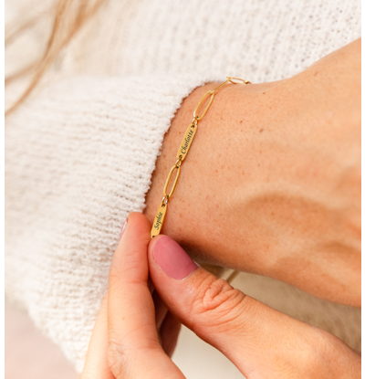 2 Namen Armband 'Paperclip'