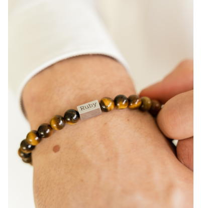 Armband Heren met Tijgeroog Kralen