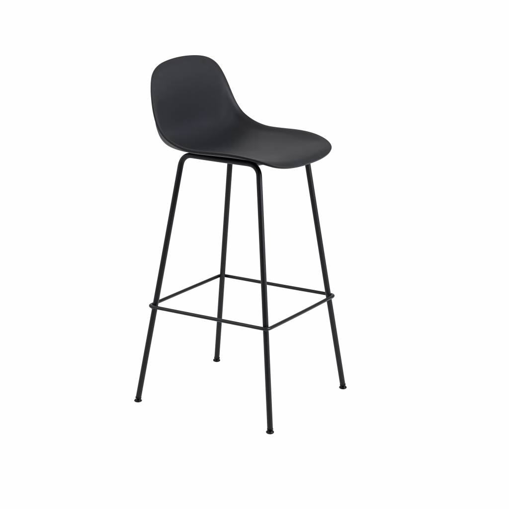 FIBER BAR STOOL W.BACKREST/TUBE BASE - NORDIC NEW