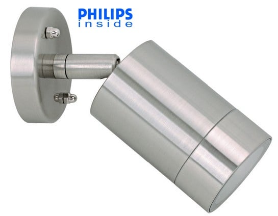 Philips Tuin Wand LED Lamp, Armatuur + led spot , Geborsteld RVS