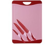 RVS Messenset met snijbord rood RVS Messenset met snijbord rood