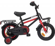 Loekie kinderfietsen Loekie Pick Up jongensfiets 12" Zwart-Rood Mat 3+ Loekie kinderfietsen Loekie Pick Up jongensfiets 12" Zwart-Rood Mat 3+