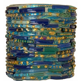 Waxinelichthouder blauw bangles Waxinelichthouder blauw bangles