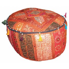 Poef hoog rond oranje Poef hoog rond oranje