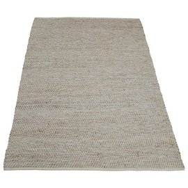 Tapijt wit jute en leer Tapijt wit jute en leer
