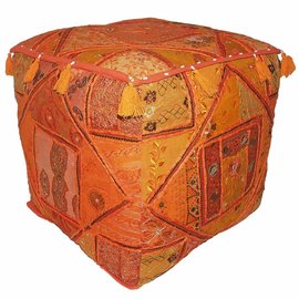 Poef oranje hoog Poef oranje hoog