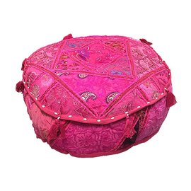 Poef roze rond laag Poef roze rond laag