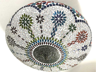 Glasmozaiek plafondlamp met kraaltjes