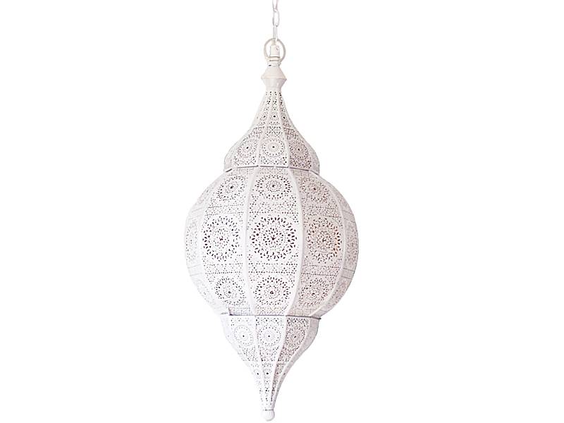 Witte hanglamp met koperen binnenkant