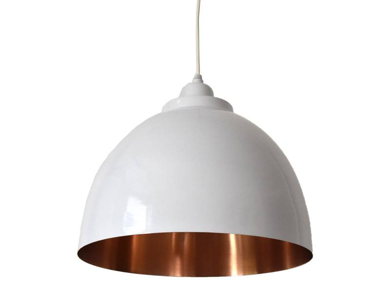 Open hanglamp met koperen binnenkant