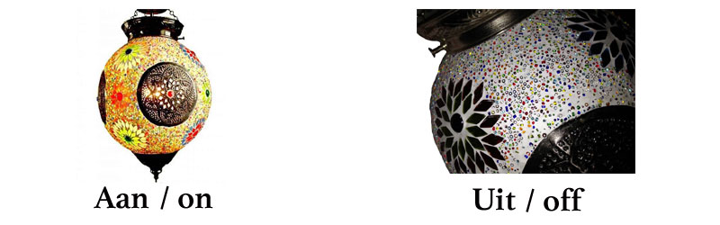 Design hanglamp aan uit en close up
